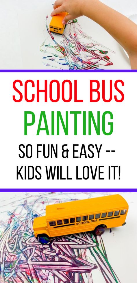 School Bus Painting, Fun Art Projects For Kids, School Bus Art, Bus Painting, School Bus Crafts, Bus Crafts, Bus Safety, Art Activities For Toddlers, Welcome To School