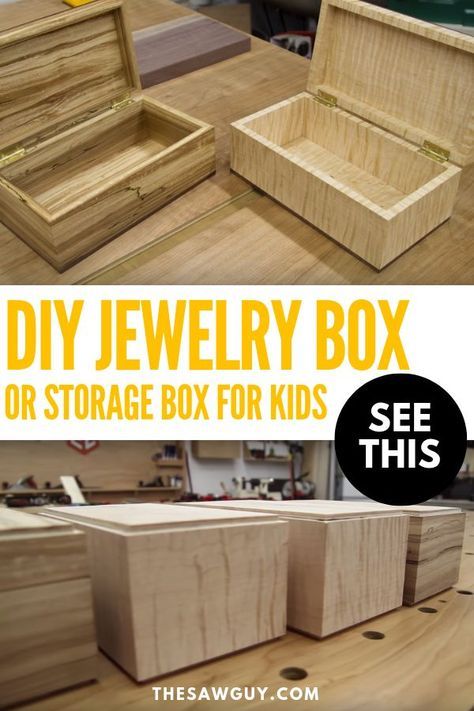 Easy Plywood Projects, Dnd Woodworking, Diy Jewelry Box Ideas, Wooden Box Plans, Wooden Box Diy, Small Wood Box, Plywood Projects, Diy Storage Boxes, Small Wooden Boxes