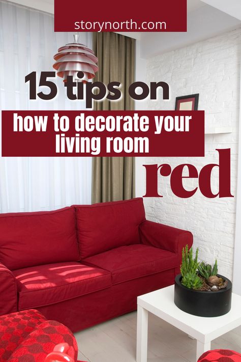 You can start adding that extra oomph to your home with the shades of red. Check out our cool 15 tips. #red #livingroomwithred #livingroom #livingideas #living #designideas #interiordecor #interiordesign #homedesign #homimprovement Red Farmhouse Decor Living Room, Pillows For Red Couch, Living Room Decor With Red Couch, Living Rooms With Red Couches, Red Lounge Decor Color Schemes, Living Room Decor Red Couch, Red Sectional Living Room Ideas, Decorating With Red Accents, Red Pillows On Couch