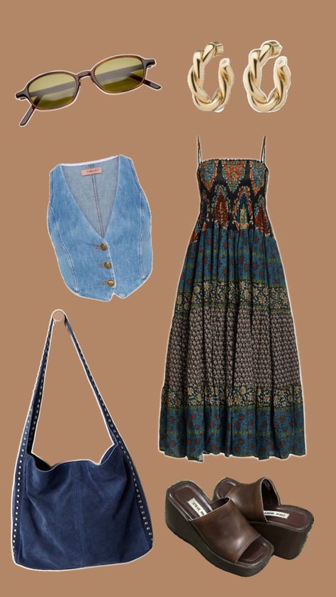 Soft Hippie Aesthetic, Girls Weekend Outfits, Hippie Aesthetic, Funky Fashion, Lovely Clothes, Indie Outfits, Hippie Outfits, Dope Outfits, Looks Vintage