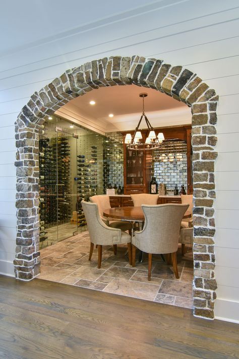 Wine And Whiskey Room, Wine Rooms In House, Eid Decoration Ideas, Wine Grotto, Archways In Homes, Tiny Home Ideas, Stone Doorway, Wine Room Design, Home Gardening Ideas