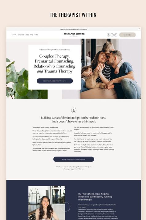 Business Coaching Website, Family Website Design, Therapy Website Design, Website For Business, Simple Website Design, Therapy Website, Website Layouts, Family Website, Squarespace Blog