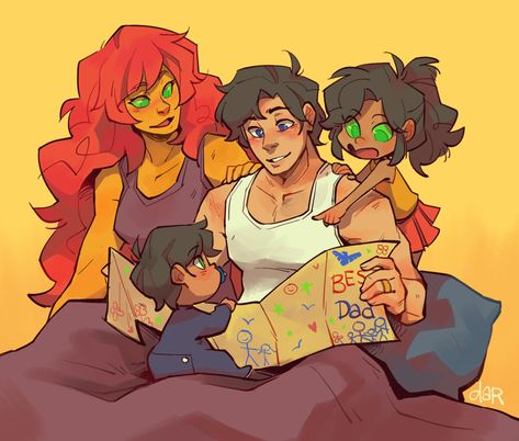 a happy dadwing :) Mar'i Grayson, Robin Starfire, Teen Titans Love, Teen Titans Starfire, Nightwing And Starfire, Original Teen Titans, Teen Titans Fanart, Univers Dc, Batman Funny