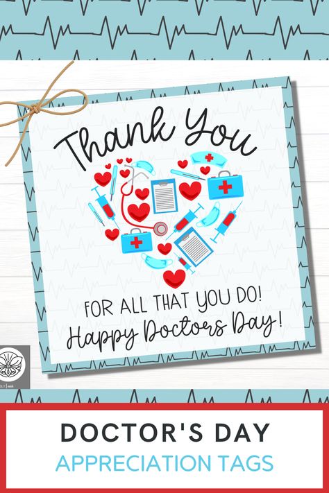 Happy Doctors Day printable tags sized 4 inches by 4 inches instant download printable only Happy National Doctors Day, Doctor Appreciation Gifts, Gifts For Doctors, Happy Doctors Day, National Doctors Day, Appreciation Printable, Printable Gift Tags, Doctors Day, Show Appreciation