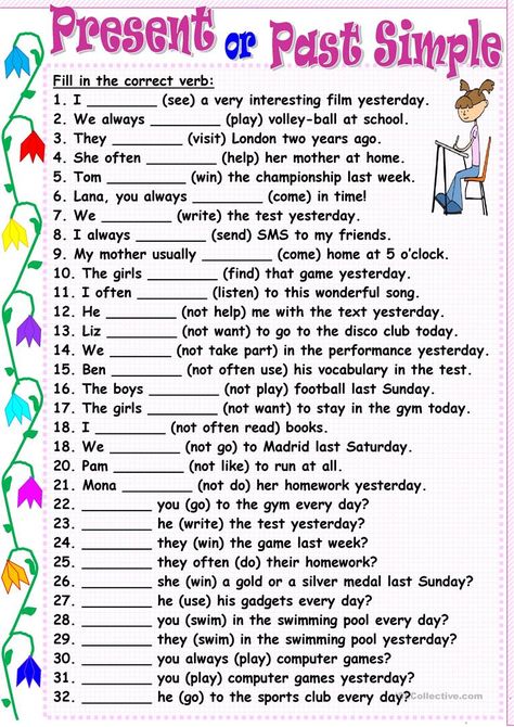 Past Tense Worksheet, English Grammar Test, Tatabahasa Inggeris, English Grammar Exercises, Simple Past, Simple Past Tense, Past Simple, Grammar Exercises, Teaching English Grammar