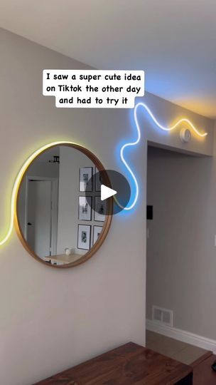 2.2M views · 98K reactions | Her username is @myuglyapartment on tiktok, and her wall turned out so cute! I have the rope light link on my site in the lights section! https://dontdrinkanddiy.myshopify.com/. #lighting #rgb #led #ropelight #govee #livingroom #ideas #mirror #decor #lights #smarthouse | Don't Drink and DIY | Don't Drink and DIY · Original audio Govee Lights Ideas, Govee Led Rope Ideas, Govee Led Light Ideas, Room Lights Decor, Lights Around Mirror, Decor Lights, Led Rope Lights, Led Rope, Circle Mirror