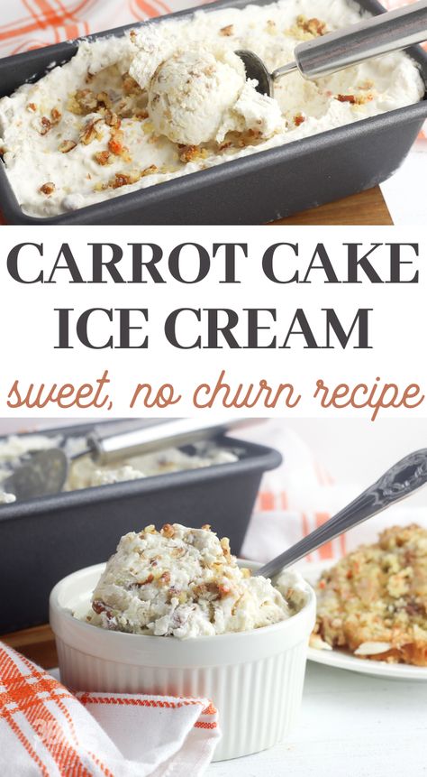 Carrot Cake Ice Cream Recipe, Easter Ice Cream, Carrot Cake Ice Cream, Smores Ice Cream, Cake Donuts Recipe, Cake Ice Cream, Raspberry Ice Cream, Carrot Cake Cookies, Sweet Carrot