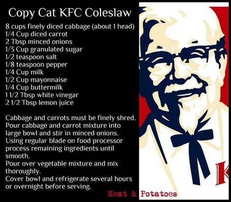 Kfc Cole Slaw, Copycat Kfc Coleslaw, Kfc Coleslaw Recipe, Copy Cat Recipe, Kfc Chicken Recipe, Coleslaw Recipe Easy, Slaw Dressing, Coleslaw Salad, Kfc Recipe