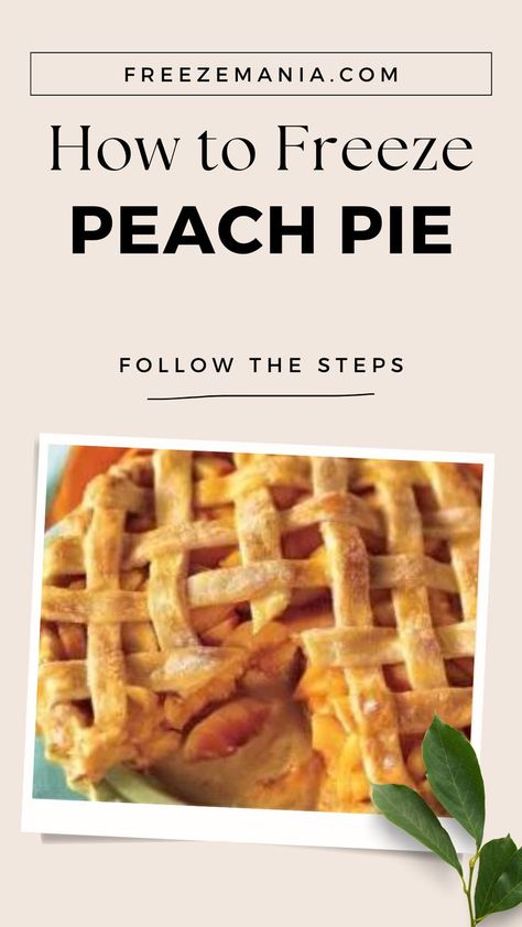 Here are the simple steps to freeze peach pie:

Step 1: Allow the Peach Pie to Cool
Step 2: Cut into Portion or Whole
Step 3: Prepare to Freeze
Step 4: Label and Store in the Freezer
Step 5: Thaw and Reheat the Peach Pie Freezing Peach Pie, Peach Pie Recipes Easy, Freezing Peaches, Fresh Peach Pie, Peach Pie Recipes, Baked Peach, Fruit Pie, Peach Pie, Make Ahead Meals