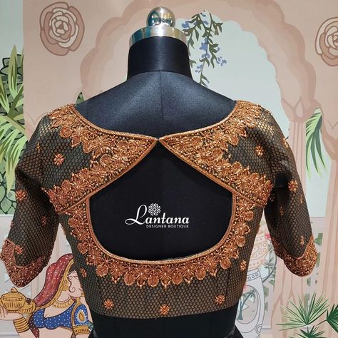 Elegant Dark Green Embroidery Blouse🤍 Elevate your style with this exquisite dark green blouse, featuring a chic back neck design with a stylish cut-out pattern and a triangular overlap near the shoulders. Adorned with intricate zardosi work and golden beads, this blouse showcases heavy embroidery that adds a touch of luxury to any ensemble. @lantanaboutiquebangalore Marathahalli, Bangalore #embroiderydesign #heavyembroideryblouses #backneckdesign #sleevesdesign #Zardosi #goldenbeads... Cut Work Neck Design, Green Embroidery Blouse, Dark Green Embroidery, Maggam Designs, Dark Green Blouse, Zardosi Work, Green Embroidery, Golden Beads, Back Neck Designs