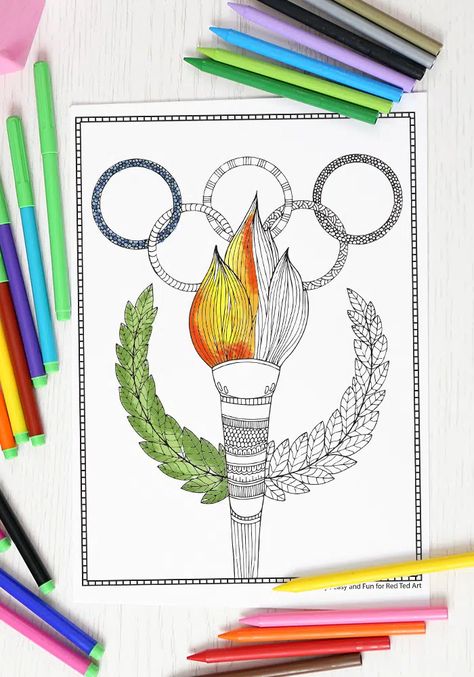 Olympics Coloring Page for Grown Ups - Red Ted Art - Make crafting with kids easy & fun Grown Ups 1, Craft For Beginners, Olympic Idea, Fathers Day Coloring Page, Red Ted Art, Coloring Pages For Grown Ups, Spiderman Coloring, Mario Coloring Pages, Barbie Coloring Pages