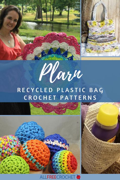 Knitting With Plarn Plastic Bag Crafts, Plastic Yarn Projects, Plarn Crochet Patterns, Plarn Projects Crochet, Plarn Projects, Knitting Corner, Plastic Bag Crafts, Plastic Yarn, Plastic Bag Crochet