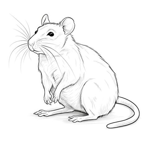 Rat Reference Photo, Rat Draw, Rat Picture, Cute Rats Drawing, Rat Reference, Rats Drawing, Rat Drawings Sketches, Rats Drawing Sketches, Rat Outline