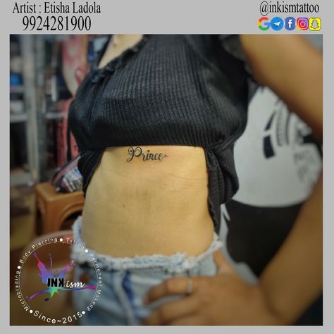 Name calligraphy "Prince" Visit Inkism #rajkot For Professional, Painless And Hygienic Service Of #Microblading (#permanentmakeup), #Piercing, #Tattoo, #dreadlocks #Braidlocks. By Certified Artist @inkismtattoo @artistetisha @artistkhevna #portraitsketch #inkismtattoo #pierced #best #tattooist #eyebrowtattoo #colourtattoo #etisha #tattoos #toptattooartist #besttattooartistrajkot #mostpopuler #tattooartist #tattoorajkot #tattooart #tattoonearme #artist #besttattoo #tattooist #rajkottattoo Prince Name Tattoo, Name Calligraphy, Top Tattoos, Eyebrow Tattoo, White Tattoo, Portrait Sketches, Name Tattoo, Hip Tattoo, Piercing Tattoo