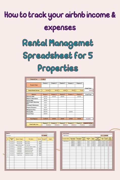 One of the best ways to manage your rental properties is by keeping track of your income and expenses. With the excel spreadsheet that I have created you will be able to track: - Yearly Rental Income for each of your property; - Reservation details for each boking for every single property. You will be able to track number of nights, daily rate, total amount (with commission included), Host Fee, Cleaning Fee, Net Rental Income; - Yearly Expenses for each property; Spreadsheet Ideas, Yearly Expenses, Income Tracker, Income And Expenses, Airbnb Rentals, Rental Income, Excel Spreadsheets, Rental Properties, Rental Property