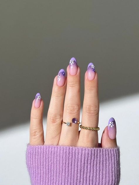 Cute Spring Nails, Purple Nail, Girly Acrylic Nails, Almond Nails Designs, Really Cute Nails, Simple Nail Art Designs, Sparkly Nails, Beach Nails, Square Acrylic Nails