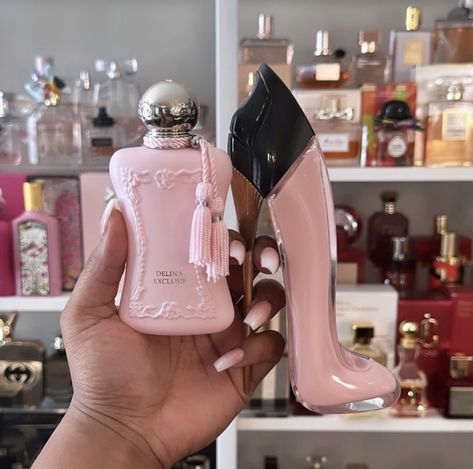 Good Girl Blush Perfume Aesthetic, Heel Perfume Bottle, Good Girl Blush Perfume Combo, Delina Perfume Aesthetic, Good Girl Pink Perfume, Shoe Perfume, Heel Perfume, High Heel Perfume, Pink Perfume Aesthetic