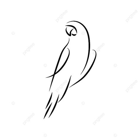 Parrot Outline Tattoo, Parrot Outline Drawing, Simple Parrot Tattoo, Parrot Line Art, Parrot Outline, Nature Template, Wing Vector, Sketch Bird, Bird Line Drawing