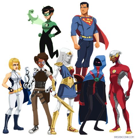 DC Superheroes reimagined by Aaaron Diaz Aaron Diaz, Action Comics, Teen Titan, Univers Dc, Dc Comics Characters, Black Canary, Green Arrow, Superhero Design, Dc Characters