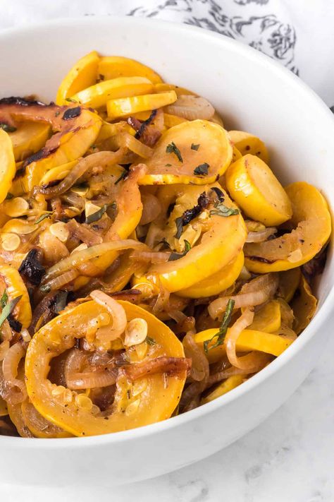 This one-pan Sauteed Squash is a quick and easy side dish that’s full of flavor! Simply slice up some squash, add an onion and some fresh herbs and seasonings, and you've got a tasty dinner addition.