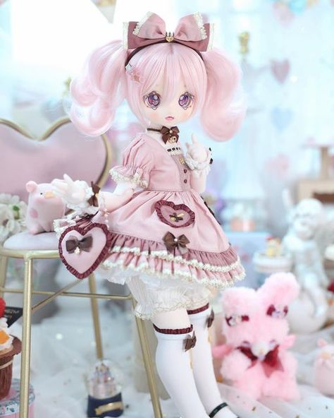 Anime Dolls Kawaii, Strawberry Poptart, Bubbles Design, Japanese Doll, Kawaii Doll, Pink Doll, Dream Doll, Unique Dolls, Japanese Dolls