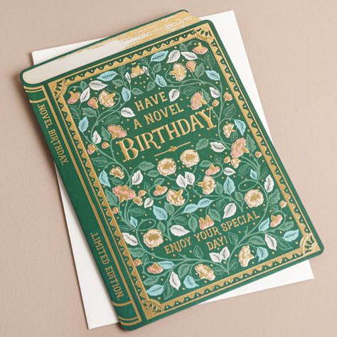 Vintage Novel Birthday Card Beautiful Birthday Gifts, Detailed Birthday Card, Beautiful Card Ideas, Book Birthday Cards, Book Cards Ideas, Birthday Card Book, Birthday Card Designs, Diy Birthday Cards, Beautiful Birthday Card