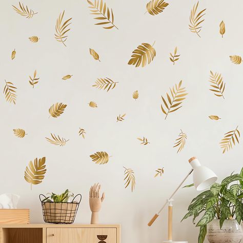 PRICES MAY VARY. It can be stuck onto any clean, dry, non-textured smooth surfaces: walls, windows, tiles, furniture, mirrors, even your refrigerators. This wall stickers are made of high quality materials, it is bright and colourful, easy to peel and stick, removable and waterproof. Autumn gold leaves wall stickers are perfect to decorate children room,living room, playroom, dormitory and ideal for public areas such as the library, activity room, doctor’s surgery, dentist surgery, day care cent Dentist Surgery, Boho Wall Stickers, Gold Wall Stickers, Tiles Furniture, Gold Accent Wall, Geometric Decals, Moon Decal, Bedroom Decals, Floral Wall Decals