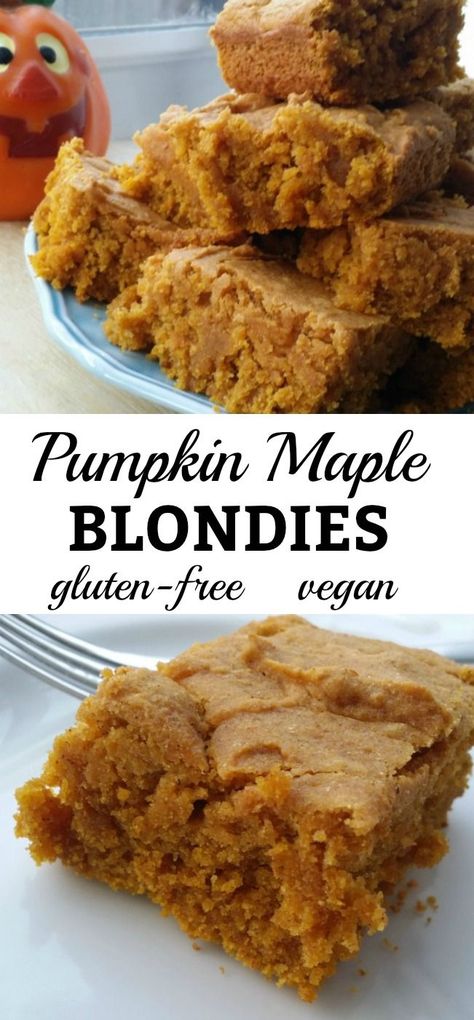 Maple Blondies, Gf Deserts, Vegan Dessert Recipe, Vegan Holiday, Blondies Recipe, Vegan And Gluten Free, Gf Desserts, Healthy Fall, Gluten Free Sweets