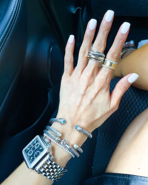 David Yurman Bracelet Stack Ideas, David Yurman Cable Bracelet, David Yurman Bracelet, David Yurman Jewelry, Luxury Jewelry Brands, Sparkly Jewelry, Dainty Gold Rings, Wrist Candy, Jewelry Essentials