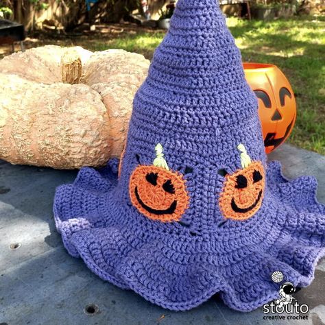 Jack-o-lantern Halloween Witches Jay Halloween Hat Crochet, Crochet Mens Hat, Thanksgiving Crochet, Scary Night, Witches Hats, Halloween Hat, Witches Halloween, Hat Crochet Pattern, Make Halloween