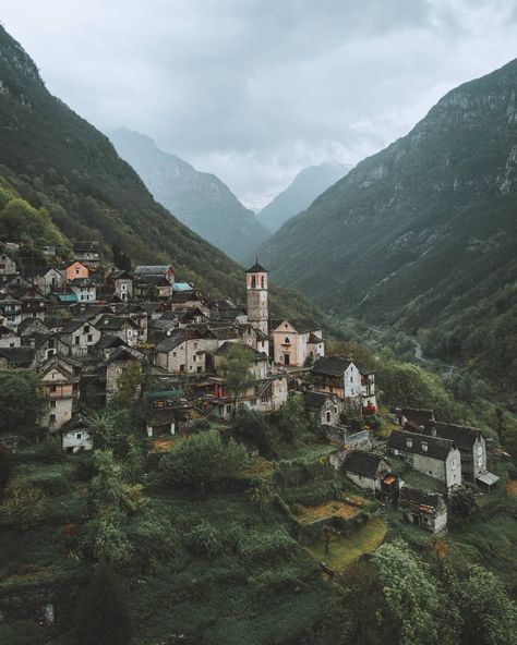 An old village found in the Swiss Alps. Medieval Mountain Village, Medivial Village Aesthetic, The Swiss Alps, Medevil Village Aesthetic, Mountain Side Village, Mountain Village Aesthetic, Old Village Aesthetic, Village On Mountain, Town In Mountains