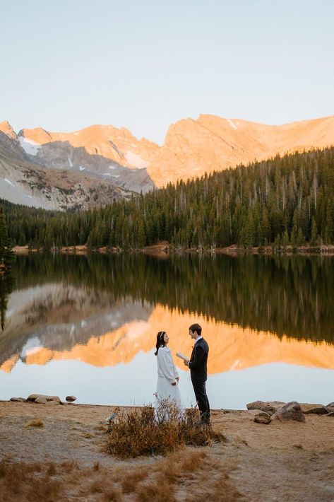 A couple elopes at Brainard Lake Recreation Area in the fall Cozy Brunch, Lake Elopement, Sunrise Elopement, Sketch Comedy, Elopement Ideas, Scenic Routes, Real Couples, In The Fall, First Dance