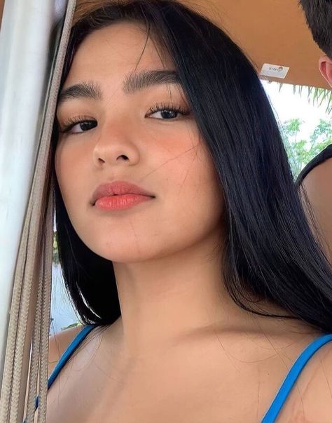 Andrea Brillantes Face, Andrea Brillantes Aesthetic, Pretty Face, Makeup Routine, Makeup Inspiration, Black Hair, Makeup Looks, Actresses, Makeup