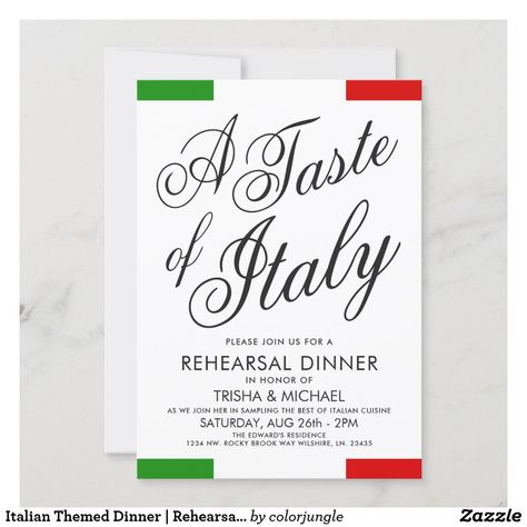 Rehearsal Dinner Food, Italian Themed Parties, Italian Dinner Party, Italian Party, Italian Theme, Themed Dinner, Classic Invitation, Italian Dinner, Dinner Themes