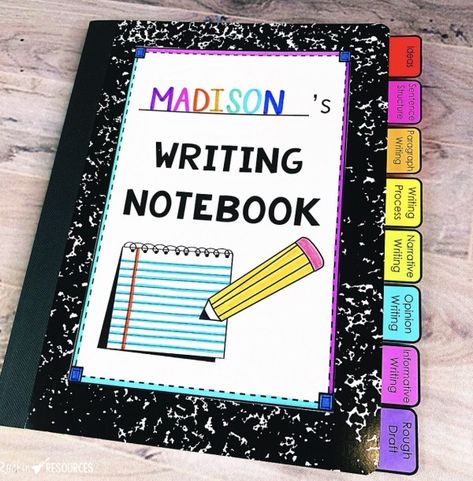 THE BEST WAY TO SET UP INTERACTIVE WRITING NOTEBOOKS | Rockin Resources Writing Notebook Cover, Interactive Writing Notebook, Fourth Grade Writing, Poetry Slam, Interactive Writing, 5th Grade Writing, Third Grade Writing, Writing Folders, 3rd Grade Writing