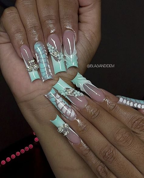 ₊˚ෆ Follow me for more 𐙚 visit my boards ₊˚ෆ Quinceañera Dresses, My Boards, Aesthetic Nails, Pretty Gel Nails, Seafoam Green, Wedding Nails, Sea Foam, Nail Ideas, Gel Nails