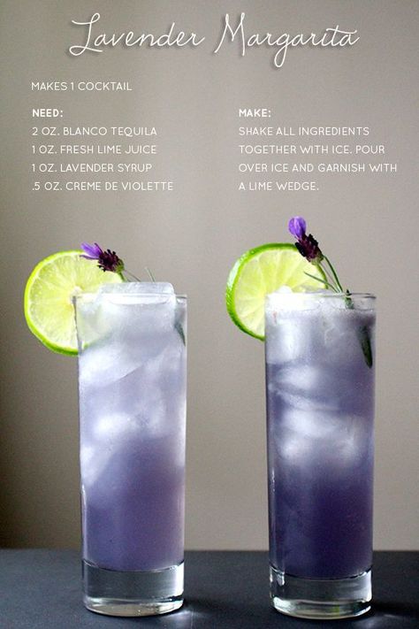 Lavender Margarita Lavender Margarita, Tequila Recipe, Healthy Hydration, Tequila Drinks, Boozy Drinks, Fancy Drinks, Mixed Drinks Recipes, Milk Shakes, Cocktail Drinks Recipes