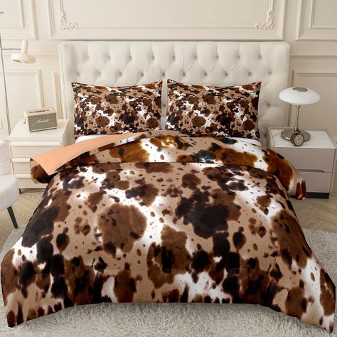 PRICES MAY VARY. [Design]: Our western cow print pattern bedding sets have beautiful and lively designs that inject life and energy into any bedroom. The bold and colorful patterns are sure to catch people's attention and showcase unique style in any room. [Material] : This Kids Comforter Set is made of great microfiber polyester, lightweight, and breathable, gives you the ultimate soft and cozy touch feeling, keeps you comfortable all through the night for a good and sound sleep. [Size] :Twin s Cow Print Comforter, Cow Print Bedding, Cow Bedding, Western Comforter Sets, Kids Comforter Sets, Full Comforter Sets, Kids Comforters, Cowhide Print, Spot Design