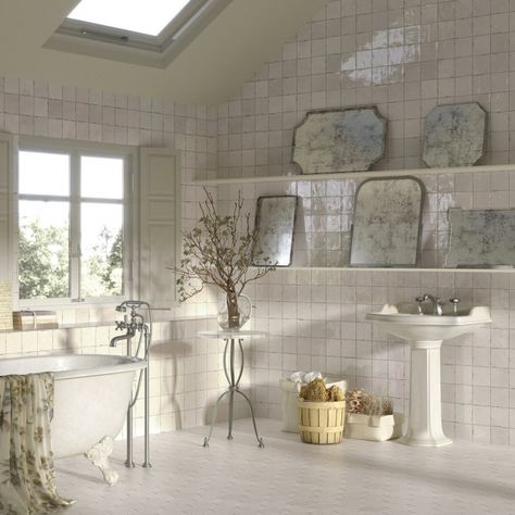 The tiles EVERYONE is talking about: Zellige tiles Baie Vintage, Bathroom Planning, Porcelain Superstore, Clean Interior Design, Beautiful Tile Bathroom, Kitchen Splash Back, Aqua Kitchen, Bathroom Fireplace, Pearl Tile