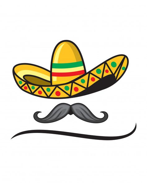 Sombrero y bigote mexicano Vector Premium | Premium Vector #Freepik #vector #hombre #sombrero #mexicano #bigote Angry Cactus, Logo Mexicano, Mexican Folk Art Decor, Tacos Mexicanos, Food Logo Design Inspiration, Minimal Drawings, Mexican Shirts, Easy Love Drawings, Mexican Decor