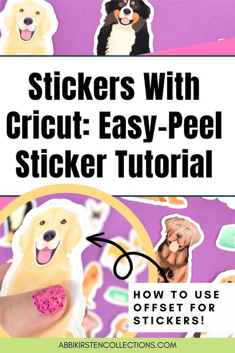 The image shows dog stickers that says, how to make stickers with Cricut using offset for easy-peel stickers. Making Stickers With Cricut, Make Stickers With Cricut, Sticker Tutorial, Stickers With Cricut, Printable Vinyl Sticker Paper, Make Stickers, Cricut Mat, Making Stickers, Cricut Explore Projects