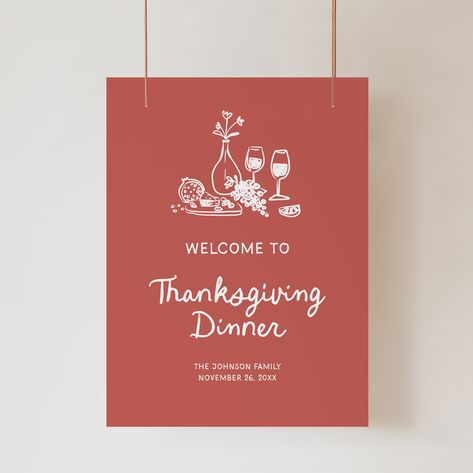 This Fun Thanksgiving Welcome Sign template features quirky illustrations and charming handwritten fonts. It comes in 3 sizes. Access your template within minutes of purchase and edit in TEMPLETT. Wording, font, font color can all be edited, you can also add graphics or a background color to match your event style. Edit, download, and print today! What my Customers are S A Y I N G "Amazing! Great quality, lovely fonts. Will definitely buy more templates from you." Gabrielle "So easy to use and turned out great! Way more affordable than having someone else make & print them." Julianna "Templett was easy to use, quick to personalize and turned out gorgeous on the cardstock I picked. I will definitely be using them again." Andrea D E M O L I N K TRY BEFORE YOU BUY! Copy and paste this URL int Thanksgiving Welcome Sign, Thanksgiving Design Graphic, Thanksgiving Templates, Thanksgiving Sign, Friendsgiving Dinner, Thanksgiving Signs, Quirky Illustration, Welcome Sign Template, Autumn Foliage