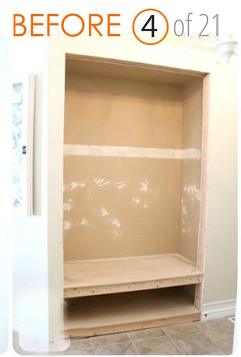 entryway closet demolition Foyer Closet Makeover, Front Closet Makeover, Diy Entryway Ideas, Closet Makeover Bedroom, Entryway Closet Makeover, Closet Nook, Entry Nook, Closet Bench, Mudroom Closet