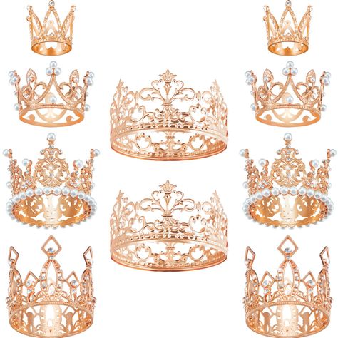 PRICES MAY VARY. Sufficient Supplies: you will get 10 mini crown cake toppers in 5 different styles, including 2 x hollow crowns, 2 x diamondless alloy crowns, 2 x round multi diamond crowns, 2 x pearl crowns, 2 x tiny crowns, vintage color and hot styles to meet your needs Inlaid Pearls and Rhinestones: these small crowns for decoration are decorated with pearls and rhinestones, shiny and dazzling, which can add elegance and beauty to birthday or wedding cakes, bringing unforgettable and wonder Crown Decorations, Tiara Cake Topper, Tiara Cake, Crown Centerpiece, Crown Cake Topper, Crown Cake, Mini Crown, Metal Crown, Crystal Tiara