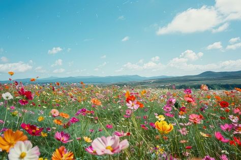 Colorful flower field landscape grassland outdoors. | premium image by rawpixel.com Flowers Landscape Photography, Flower Field Wallpaper Desktop, Flower Aesthetic Landscape, Aesthetic Garden Background, Flower Wallpaper Landscape, Garden Desktop Wallpaper, Nature Computer Wallpaper, Flower Wallpaper Laptop, Flower Background Landscape