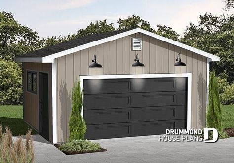 House plan W2996-16 by drummondhouseplans.com Construction Garage, Detached Garage Designs, Metal Garage Buildings, Garage Plans Detached, Plan Garage, Farmhouse Garage, Garage Guest House, Drummond House Plans, Garage Addition