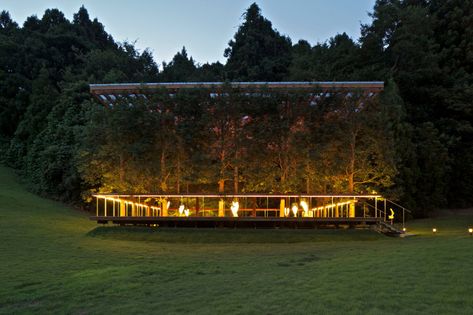 APL Design Workshop creates foyer disguised by trees for open-air theatre White Arbor, Converted Shipping Containers, Open Air Theater, Outdoor Stage, Design Workshop, Outdoor Theater, Japanese Architect, Tower Building, Workshop Design