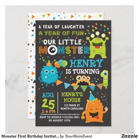 Birthday 1 Year, Monster First Birthday, Monster Birthday Invitations, Monster 1st Birthdays, Monster Inc Birthday, Cute Birthday Party, Halloween Birthday Invitations, 21st Birthday Invitations, 60th Birthday Invitations