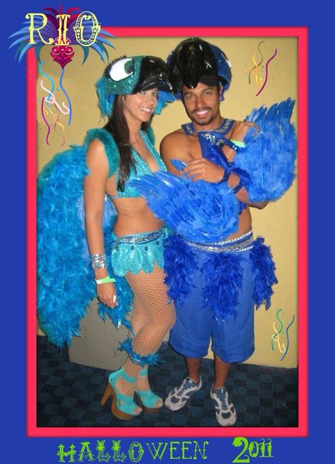 DIY Halloween costumes Blue and Jewel carnalval from the movie RIO Blue And Jewel Rio Costume, Rio Costume Couple, Rio Costume Women, Linda Rio Costume, Rio Halloween Costume, Blue Carnival Costume, Rio Costume, Halloween Costumes Blue, Rio Carnival Costumes