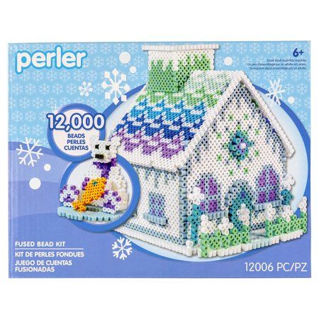 Pearled Bead, Hama Beads Christmas, Bead Things, Christmas Perler Beads, Ice House, Beads Christmas, Melty Bead Patterns, Illustrated Instructions, Snowy Scene